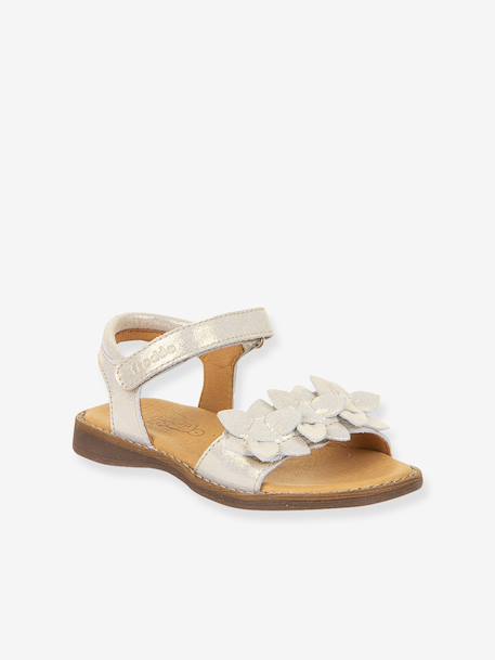 Pair of LORE FLOWERS Leather Sandals for Girls, FRODDO blue+blush+deep blue+gold+golden pink+lavender+red+rose+tomato red - vertbaudet enfant 