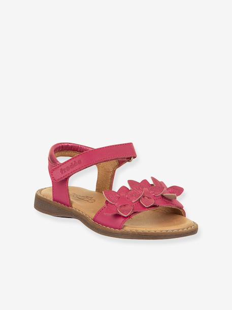 Pair of LORE FLOWERS Leather Sandals for Girls, FRODDO blue+blush+deep blue+gold+golden pink+lavender+red+rose+tomato red - vertbaudet enfant 