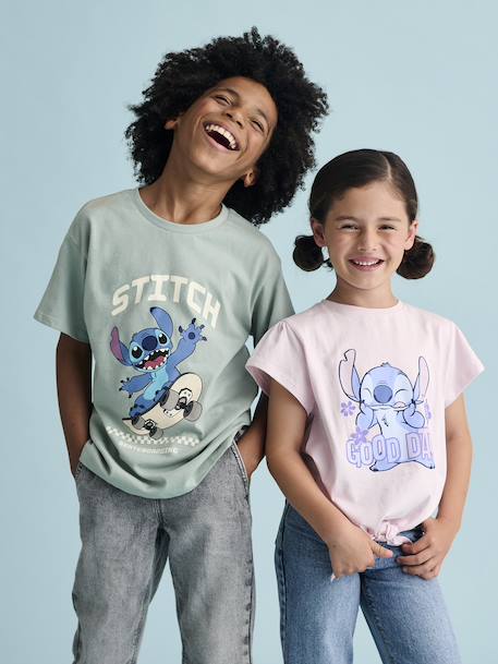 Short Sleeve T-Shirt with Knot, 'Good day' Disney® Stitch soft lilac - vertbaudet enfant 