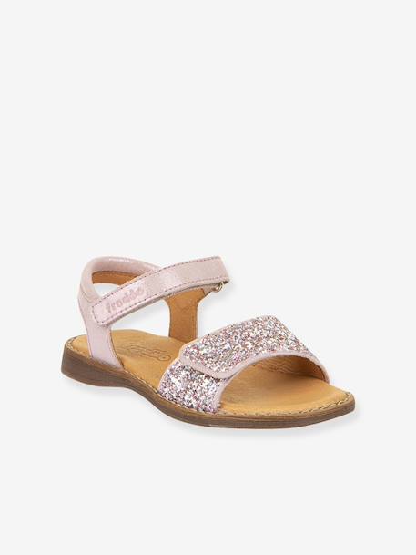 LORE SPARKLE Leather Sandals for Girls, FRODDO rose - vertbaudet enfant 
