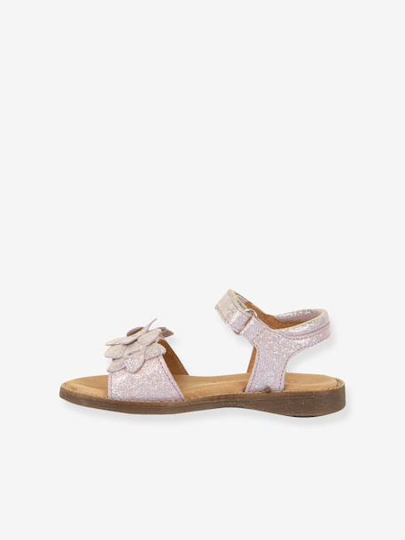 Pair of LORE FLOWERS Leather Sandals for Girls, FRODDO blue+blush+deep blue+gold+golden pink+lavender+red+rose+tomato red - vertbaudet enfant 