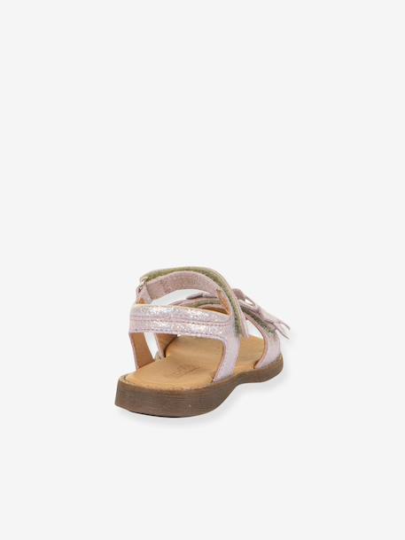 Pair of LORE FLOWERS Leather Sandals for Girls, FRODDO blue+blush+deep blue+gold+golden pink+lavender+red+rose+tomato red - vertbaudet enfant 