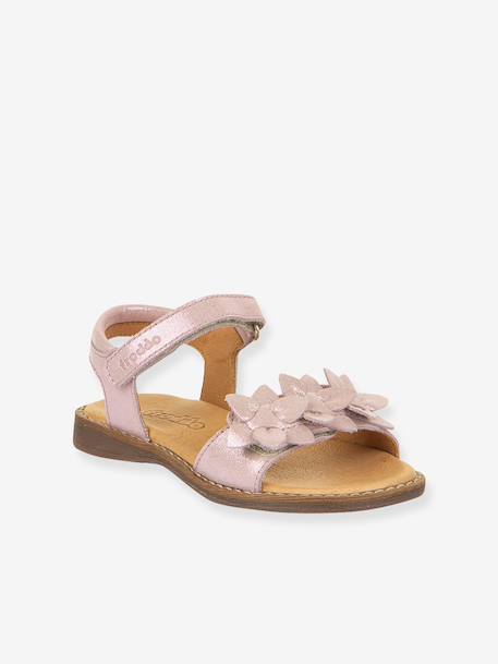 Pair of LORE FLOWERS Leather Sandals for Girls, FRODDO blue+blush+deep blue+gold+golden pink+lavender+red+rose+tomato red - vertbaudet enfant 