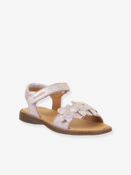 Pair of LORE FLOWERS Leather Sandals for Girls, FRODDO blue+blush+deep blue+gold+golden pink+lavender+red+rose+tomato red - vertbaudet enfant 