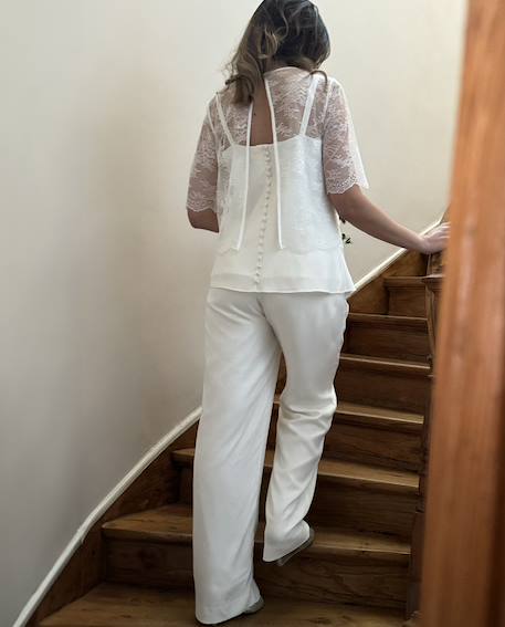 Wide-Leg Crepe Trousers by ENVIE DE FRAISE, Wedding Capsule Collection ecru - vertbaudet enfant 