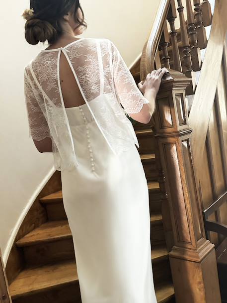 Crepe Dress by ENVIE DE FRAISE, Wedding Capsule Collection ecru - vertbaudet enfant 