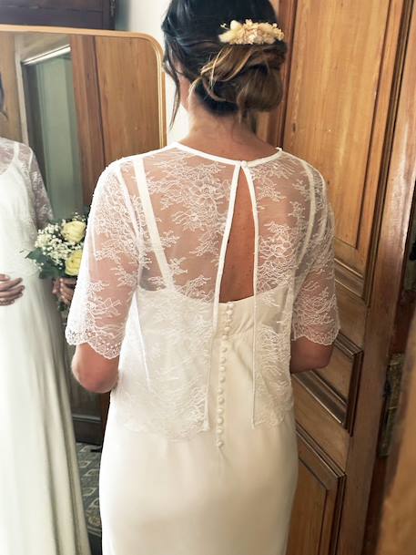 Robe de mariée en crêpe grossesse ou femme collection mariage écru - vertbaudet enfant 