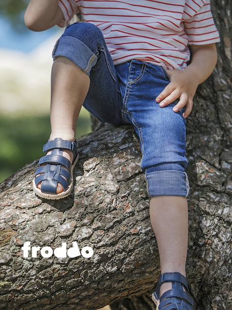 Closed BAREFOOT FLEXY AVI Sandals for Children, FRODDO light grey+navy blue - vertbaudet enfant 