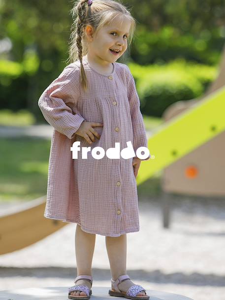 LORE SPARKLE Leather Sandals for Girls, FRODDO rose - vertbaudet enfant 