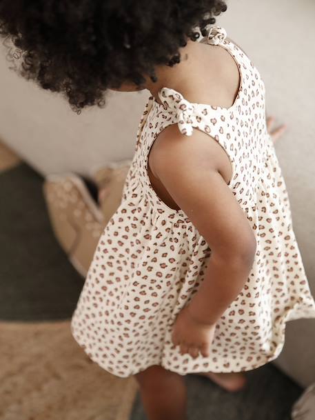 Printed Strappy Dress for Babies apricot+vanilla - vertbaudet enfant 