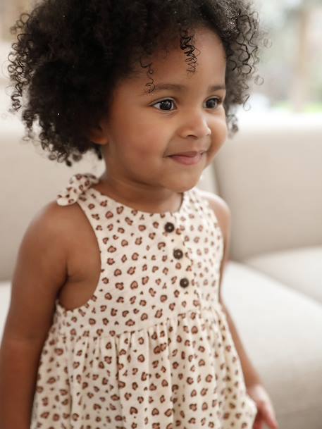 Printed Strappy Dress for Babies apricot+vanilla - vertbaudet enfant 