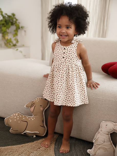 Printed Strappy Dress for Babies apricot+vanilla - vertbaudet enfant 