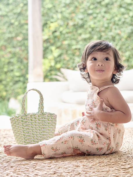 Wide Cotton Gauze Jumpsuit pale pink - vertbaudet enfant 