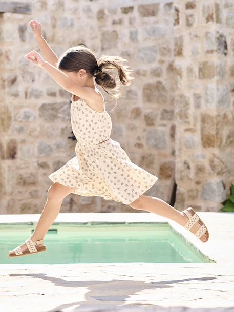 Lace Trim Strappy Dress for Girls lavender+vanilla - vertbaudet enfant 