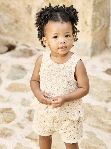 Top + Shorts Set in Macramé for Babies vanilla - vertbaudet enfant 