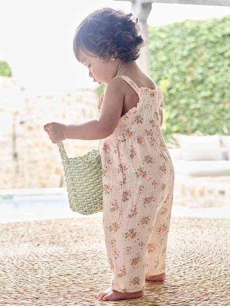 Wide Cotton Gauze Jumpsuit pale pink - vertbaudet enfant 