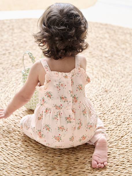 Wide Cotton Gauze Jumpsuit pale pink - vertbaudet enfant 