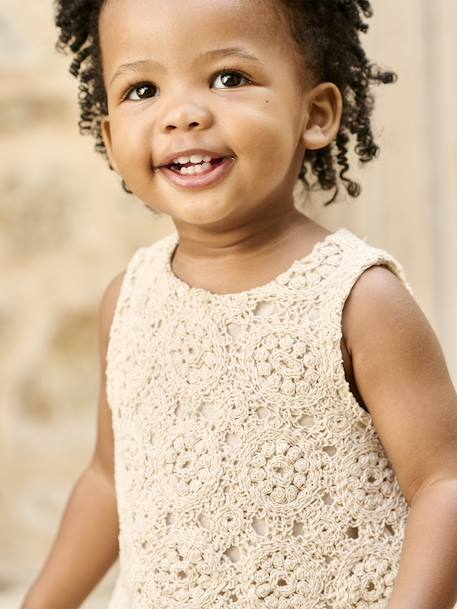 Top + Shorts Set in Macramé for Babies vanilla - vertbaudet enfant 