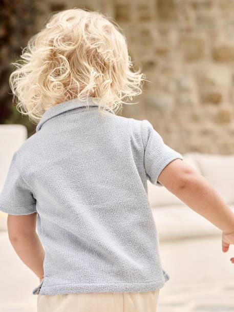 Short-Sleeved Shirt for Babies grey blue - vertbaudet enfant 