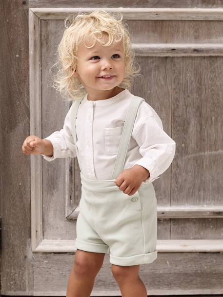 Occasion Wear Outfit: Shirt & Shorts for Babies beige+sage green - vertbaudet enfant 