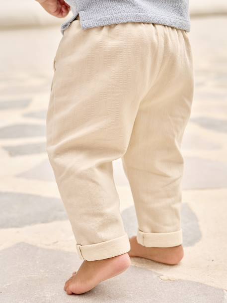 Trousers with Elasticated Waistband for Babies caramel+vanilla - vertbaudet enfant 
