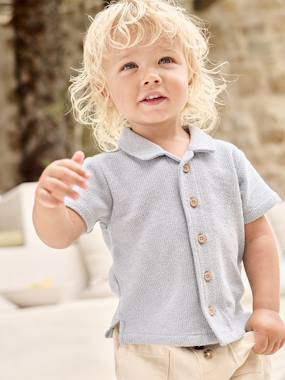 -Chemise manches courtes maille fantaisie bébé