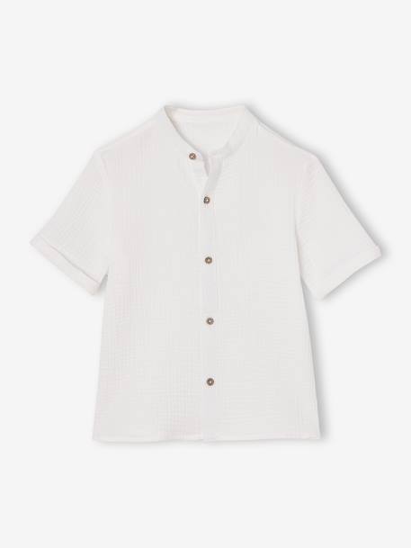 Chemise garçon gaze de coton col mao écru - vertbaudet enfant 