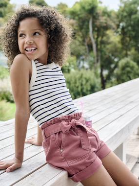 Fille-T-shirt, sous-pull-T-shirt-Débardeur fille en côtes 