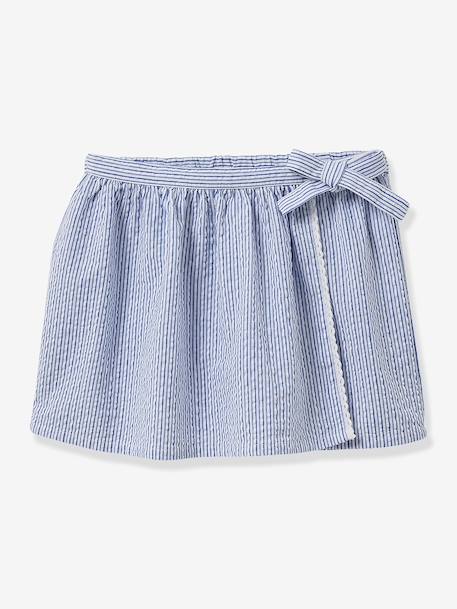 Seersucker skort for girls CYRILLUS striped blue - vertbaudet enfant 