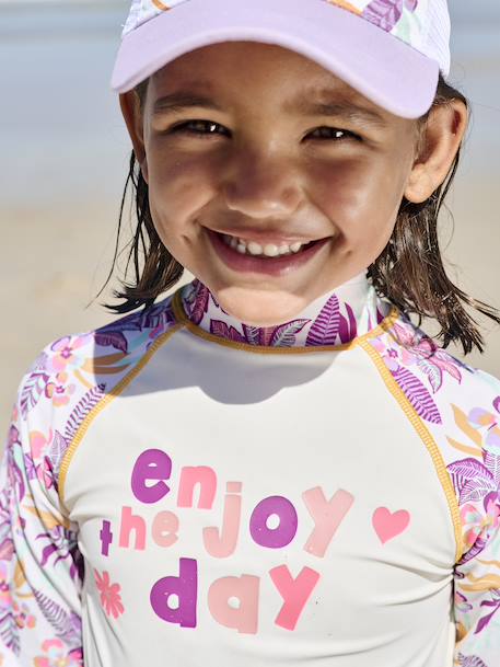 Swim Set: UV-Protection T-Shirt & Briefs for Girls ecru - vertbaudet enfant 