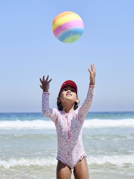 Long-Sleeved Swimsuit for Girls printed pink - vertbaudet enfant 