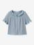 Girl's gauze shirt - organic cotton CYRILLUS denim blue+sage green - vertbaudet enfant 