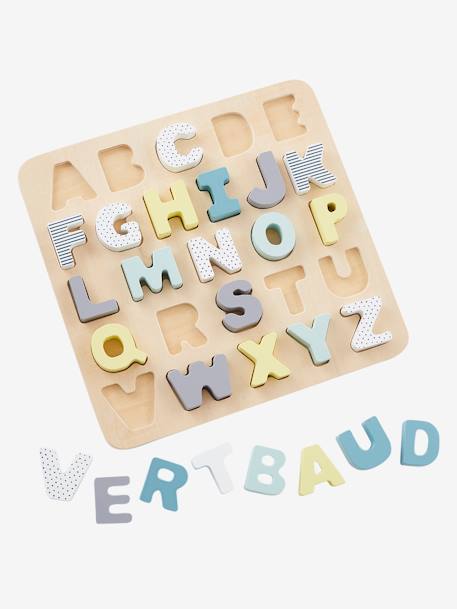 Puzzle lettres à encastrer en bois FSC® multicolore+rose - vertbaudet enfant 