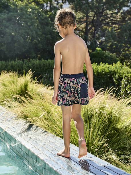 Printed Swim Shorts for Boys, Family Capsule Collection ink blue - vertbaudet enfant 