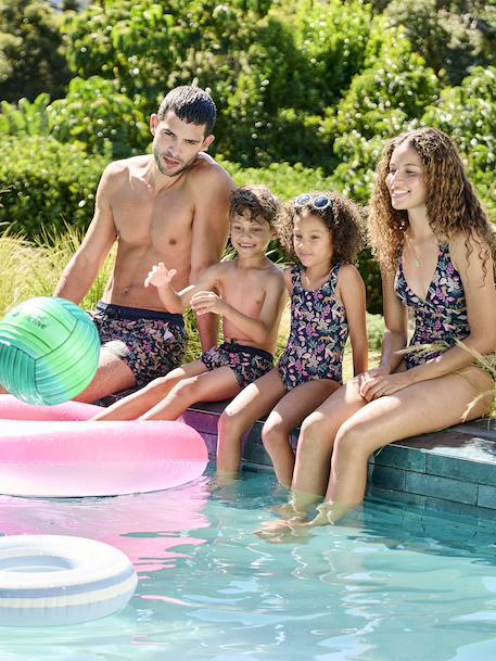 Printed Swim Shorts for Boys, Family Capsule Collection ink blue - vertbaudet enfant 