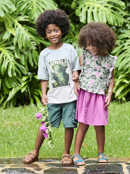 Bermuda shorts style for boys fir green - vertbaudet enfant 