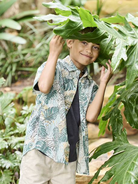 Short-sleeved shirt for boys printed green - vertbaudet enfant 