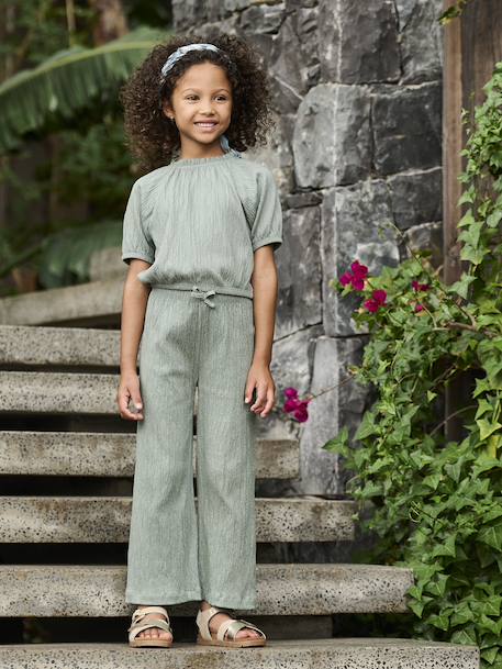 Crop Top for Girls coral+ecru+sage green - vertbaudet enfant 