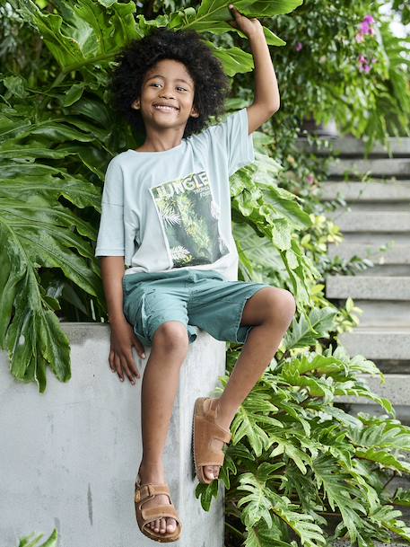 Tie-dye photo print T-shirt for boys sage green - vertbaudet enfant 