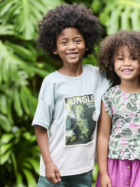 Tie-dye photo print T-shirt for boys sage green - vertbaudet enfant 