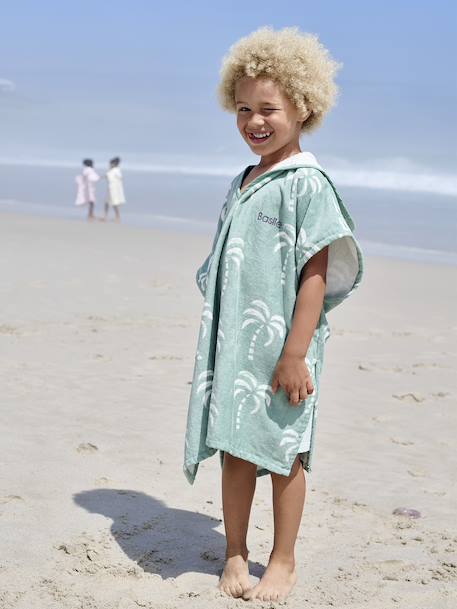 Poncho de bain / plage enfant personnalisable, avec coton recyclé carreaux bleu+lilas+menthe - vertbaudet enfant 