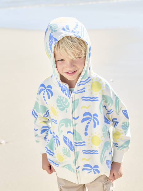 Surf Print Zip-Up Hoodie for Boys printed white - vertbaudet enfant 