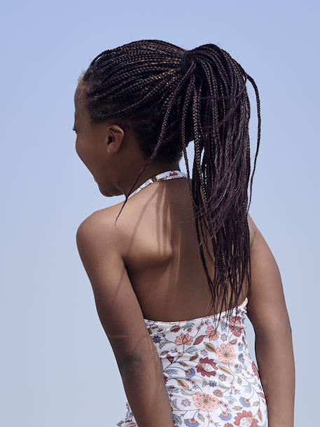 One-Piece Swimsuit, Ties at the Neck, for Girls ecru - vertbaudet enfant 