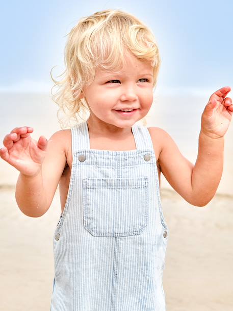 Striped Playsuit for Babies striped blue - vertbaudet enfant 