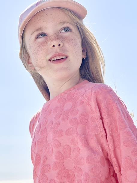 Fleece Sweatshirt & Floral Shorts Set for Girls sweet pink - vertbaudet enfant 