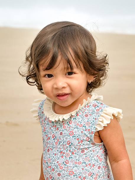 One-Piece Swimsuit, Fastens at Back, for Baby Girls sage green - vertbaudet enfant 