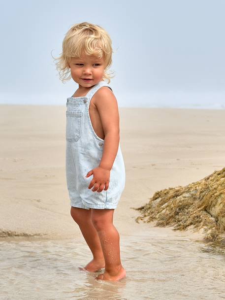 Striped Playsuit for Babies striped blue - vertbaudet enfant 