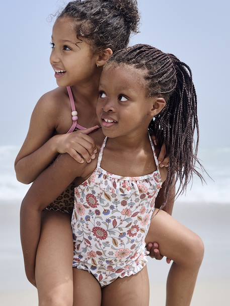 One-Piece Swimsuit, Ties at the Neck, for Girls ecru - vertbaudet enfant 