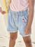 Short en jean brodé fleurs oversize fille bleu clair - vertbaudet enfant 