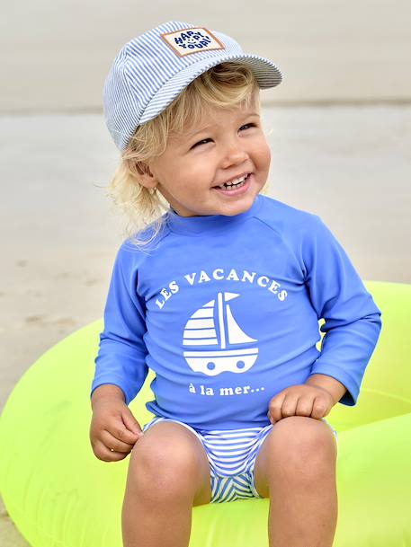 Baby Swim Set: UV-Protection T-Shirt & Shorts blue - vertbaudet enfant 